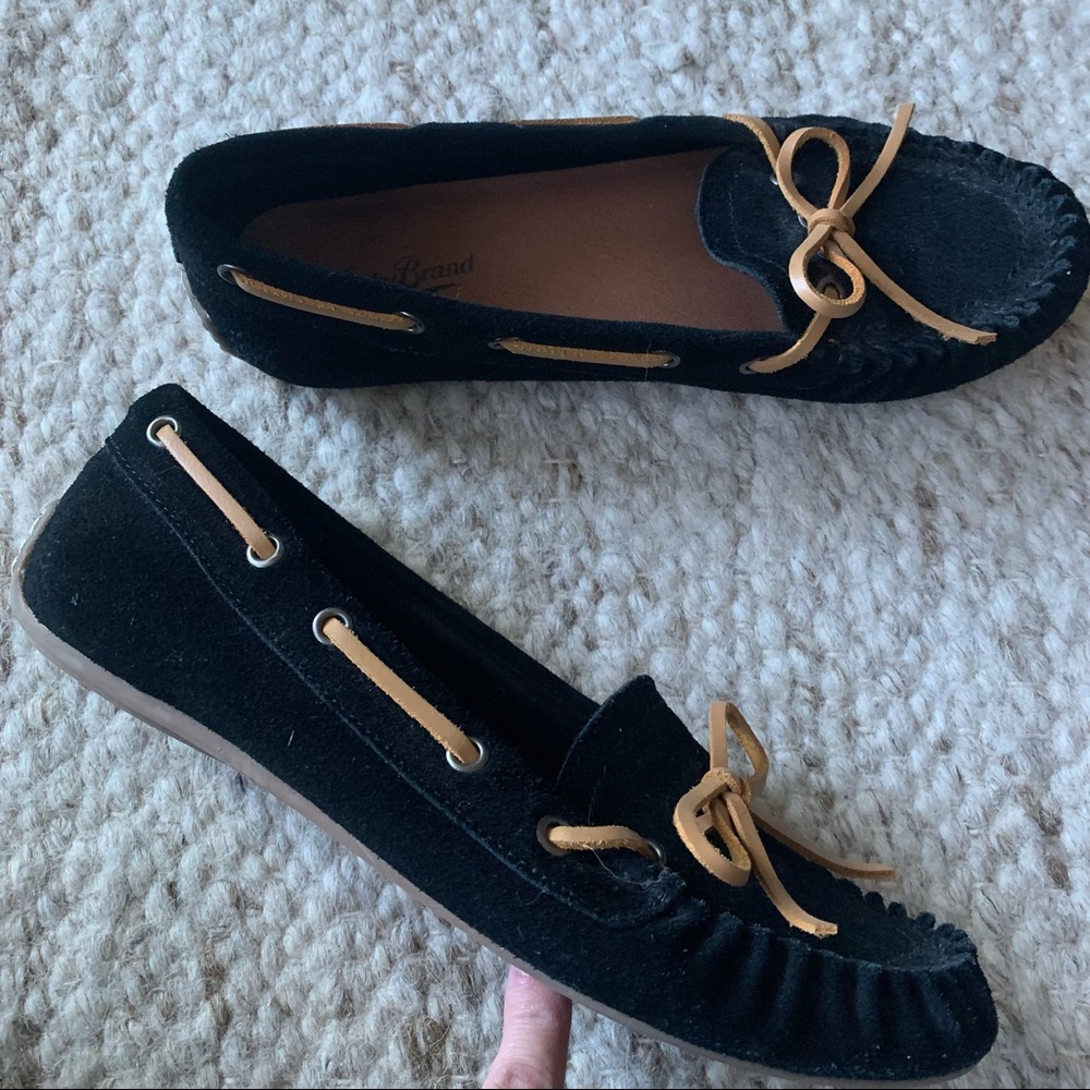 {Lucky Brand} Black suede moccasin size 8